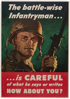 Lot 168 - The Battle-Wise Infantryman, Where Our Men Are Fighting..., 4 lithographic posters