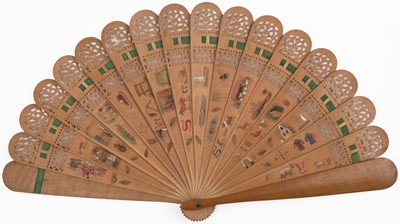 Lot 565 - Rebus Fan. A Victorian rebus fan, circa 1870s-1880s