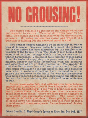 Lot 174 - World War I Posters. A group of 9 letterpress posters, c. 1914/1918