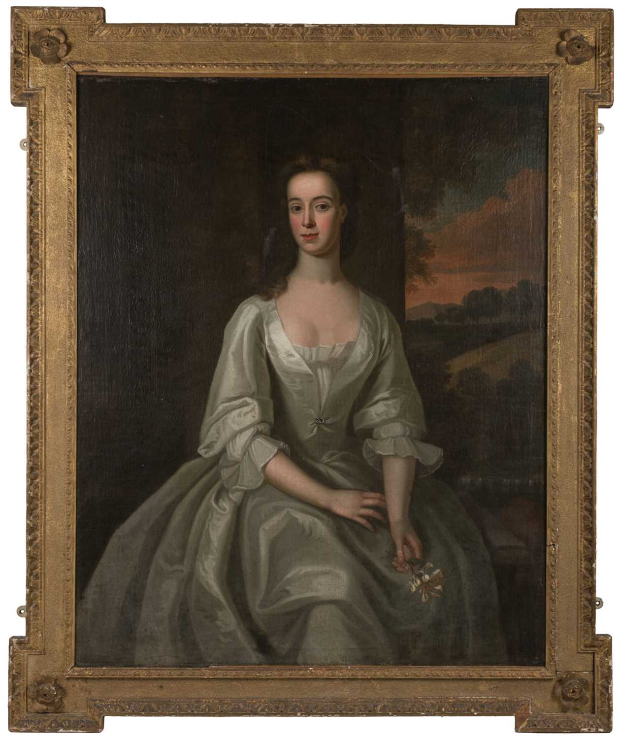 Lot 17 - Irish School. Portrait of Martha, 1st Countess Aldborough, circa 1730, oil painting in Kent frame