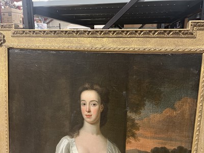 Lot 17 - Irish School. Portrait of Martha, 1st Countess Aldborough, circa 1730, oil painting in Kent frame