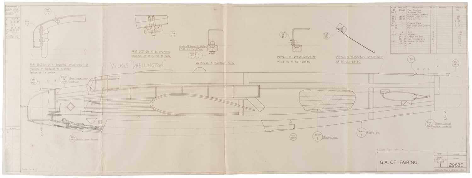 Lot 29 - Davis (George Horace, 1881-1963). Vickers “Wellington”..., c. 1940, blueprint cutaway drawing