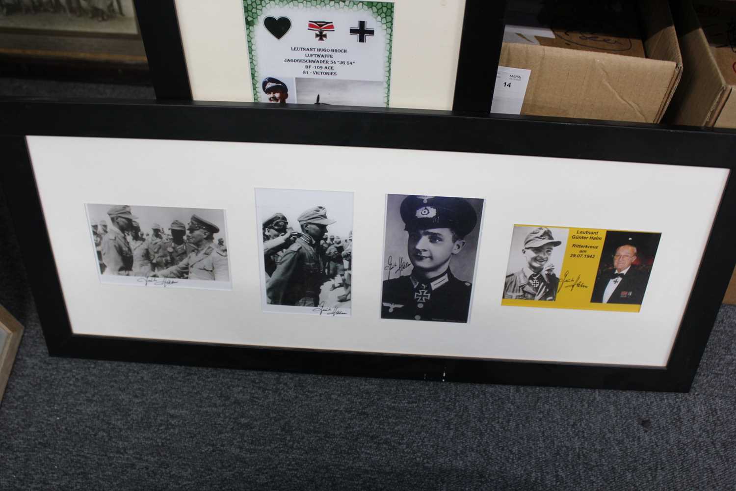 Lot 10 - Aviation prints. A collection of 15 signed aviation prints and framed and glazed material
