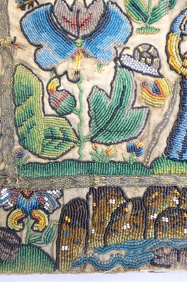 Lot 447 - Beadwork Panel. A rare Charles II beadwork panel, English, circa 1660-1680
