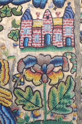 Lot 447 - Beadwork Panel. A rare Charles II beadwork panel, English, circa 1660-1680