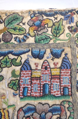 Lot 447 - Beadwork Panel. A rare Charles II beadwork panel, English, circa 1660-1680