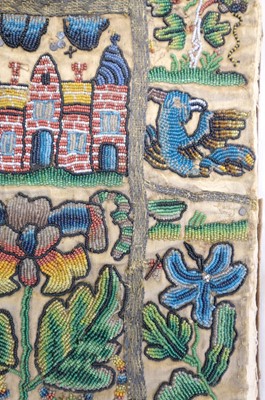 Lot 447 - Beadwork Panel. A rare Charles II beadwork panel, English, circa 1660-1680
