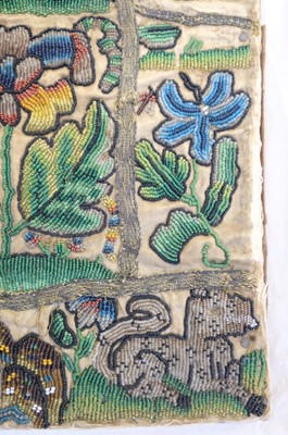 Lot 447 - Beadwork Panel. A rare Charles II beadwork panel, English, circa 1660-1680