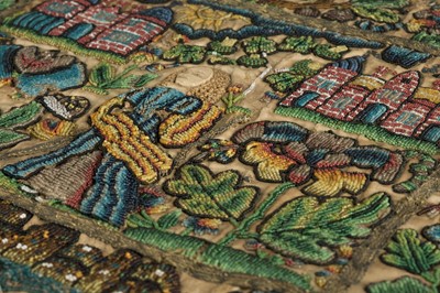 Lot 447 - Beadwork Panel. A rare Charles II beadwork panel, English, circa 1660-1680