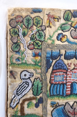 Lot 447 - Beadwork Panel. A rare Charles II beadwork panel, English, circa 1660-1680