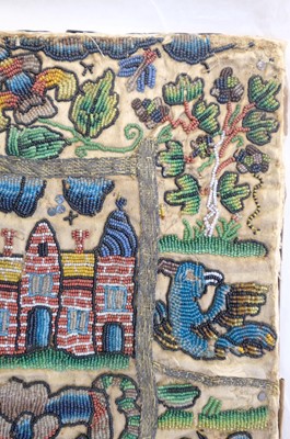 Lot 447 - Beadwork Panel. A rare Charles II beadwork panel, English, circa 1660-1680