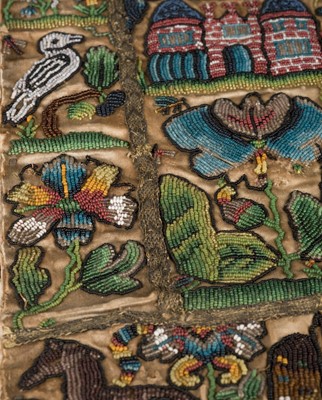 Lot 447 - Beadwork Panel. A rare Charles II beadwork panel, English, circa 1660-1680