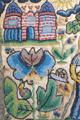 Lot 447 - Beadwork Panel. A rare Charles II beadwork panel, English, circa 1660-1680
