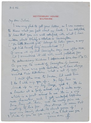 Lot 314 - Sassoon (Siegfried, 1886-1967). Autograph Letter Signed, ‘S. S.’, Heytesbury House, 9 January 1946