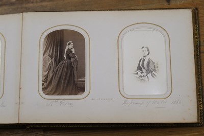 Lot 26 - Cartes de Visite. An album containing approximately 80 cartes de visite, c. 1860s