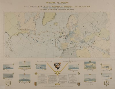 Lot 215 - Churchill (Winston Spencer, 1874-1965). Signed map of Dunkirk To Berlin, June 1940 - July 1945