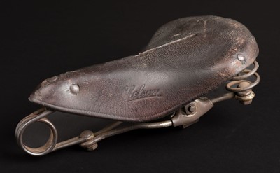 Lot 259 - Einstein’s Bicycle Saddle. A Nelson brown leather saddle + signed order form, 1929