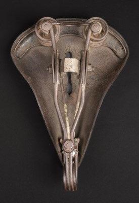 Lot 259 - Einstein’s Bicycle Saddle. A Nelson brown leather saddle + signed order form, 1929