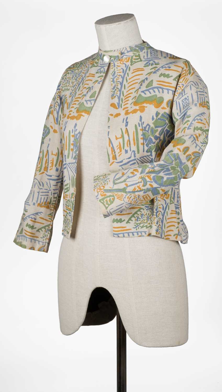 Lot 467 - Cryséde. A 1940s jacket of Alec Walker's 'Cornish Farm' fabric printed circa 1925