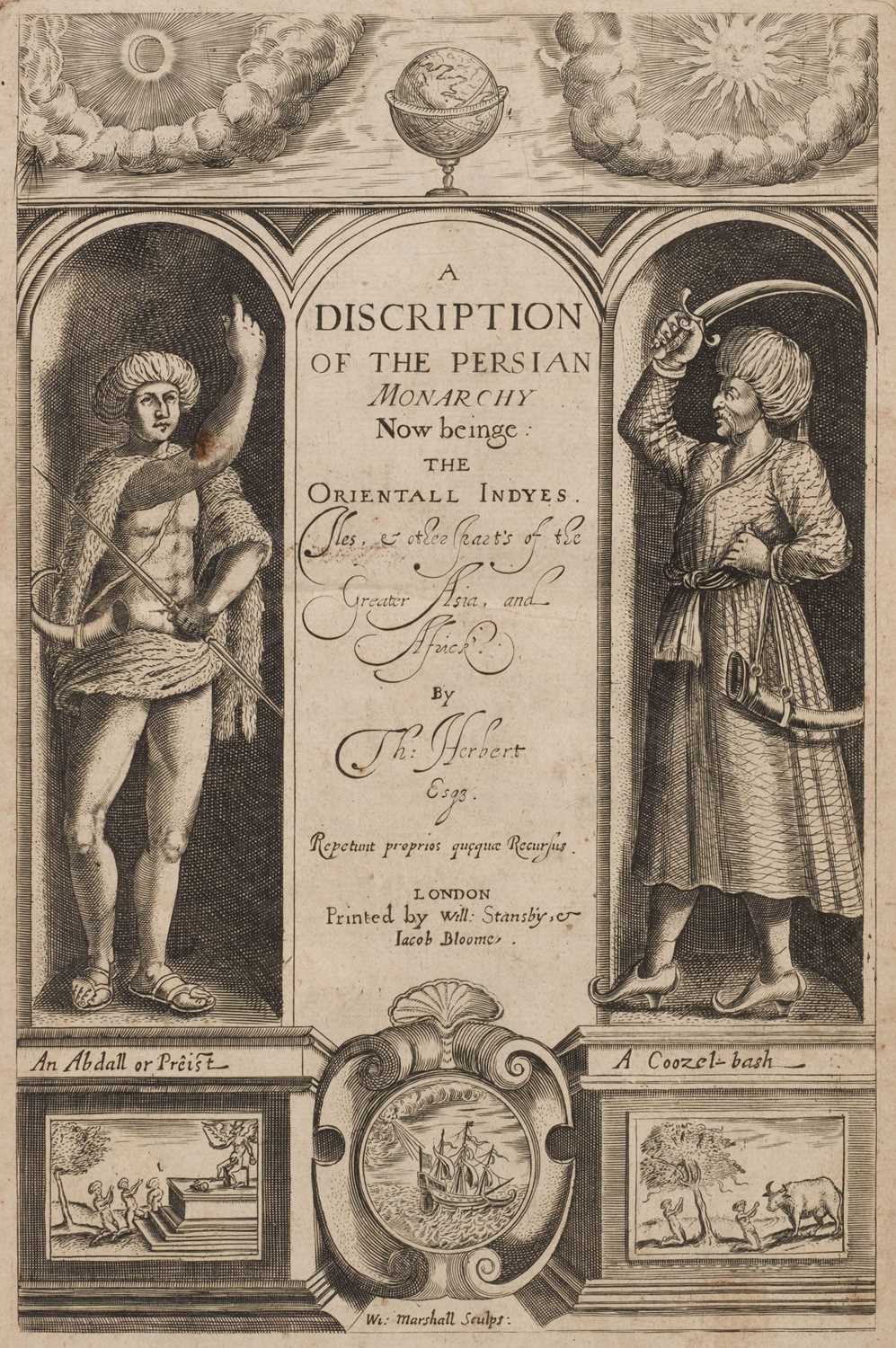 Lot 9 - Herbert (Thomas). A Relation of some yeares Travaile... Into Afrique and the greater Asia, 1634