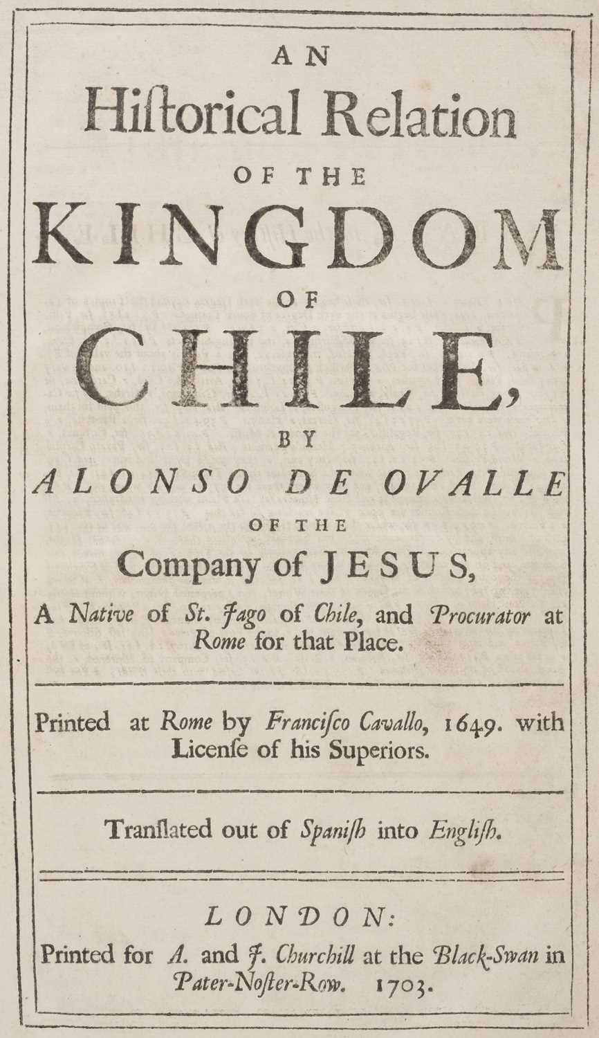 Lot 22 - Ovalle (Alonso de). An Historical Relation of the Kingdom of Chile, 1703