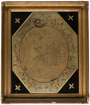 Lot 144 - Embroidered Map of England & Wales, circa 1800