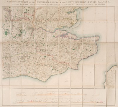 Lot 195 - South East England. Jobbins (J.R.), Map and Sections of the Brighton Croydon Railway..., 1844