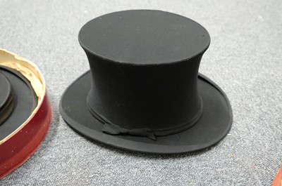 Lot 464 - Clothing. A group of Victorian & Edwardian gentlemen's hats, & other items