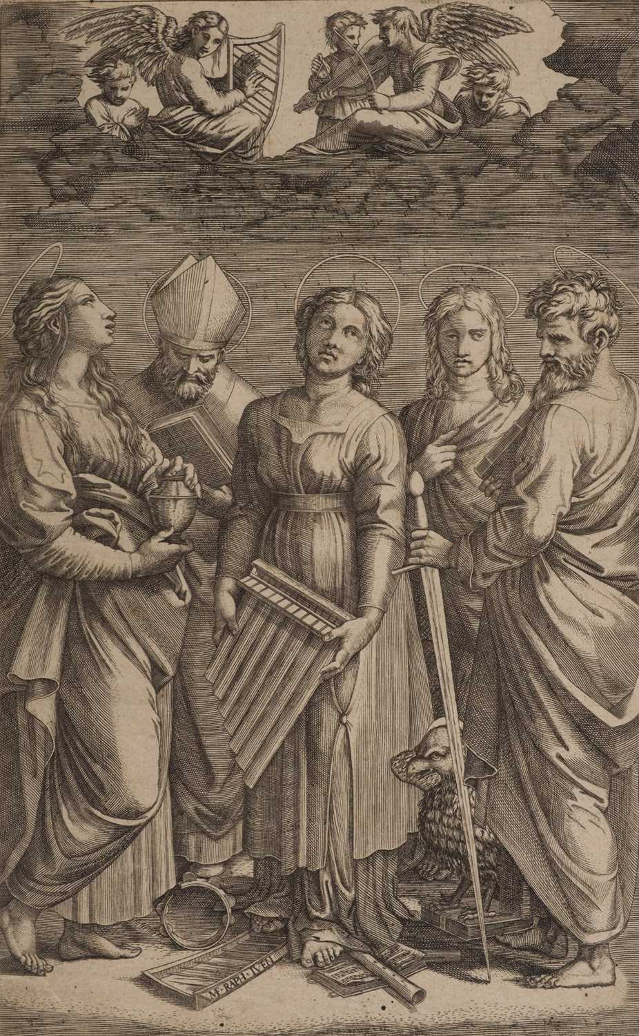 Lot 43 - Raimondi (Marcantonio, circa 1480-1527/34). Saint Cecelia holding an organ..., 1515-1516