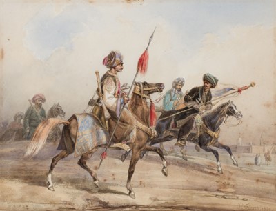 Lot 158 - Finart (Noel Dieudonne, 1797-1852). Turkish Mounted Soldiers outside a City, 1880