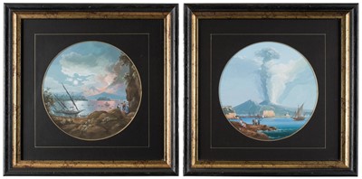 Lot 107 - Neapolitan School. Eruzione, Night & Day, mid 19th century