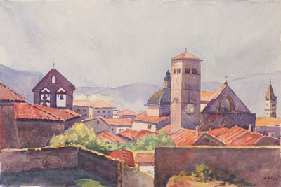 Lot 236 - Ragot (André, 1894-1971). Assisi, vue de la Rocca, 1929