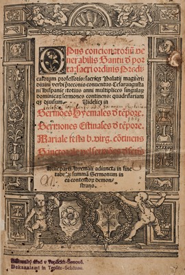 Lot 294 - Porta (Sanctius). Opus concionatoriū venerabilis Santii d' Porta..., 4 parts in 1, 1515