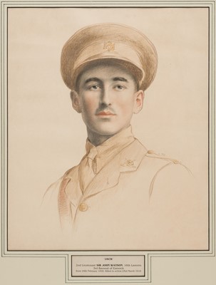 Lot 287 - World War One. Portrait of 2nd Lieutenant Sir John Watson, 16th Lancers, circa 1918