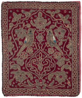 Lot 495 - Indian. A metalwork book cover, 19th century, & other needlework items