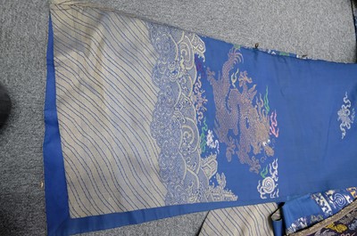 Lot 451 - Chinese Dragon Robe. A silk brocade nine-dragon robe, late Qing Dynasty