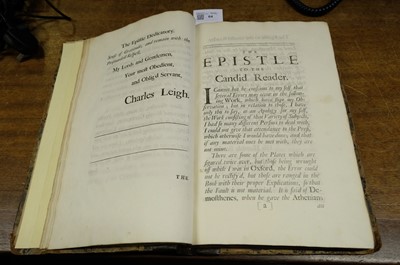 Lot 64 - Leigh (Charles). The Natural History of Lancashire, Cheshire, and the Peak, in Derbyshire, 1700