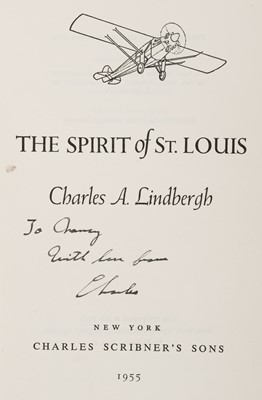 Lot 368 - Lindbergh (Charles A.). The Spirit of St. Louis, 1955, signed