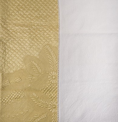Lot 517 - Quilt. Portion of an 18th century quilted petticoat, stitched by John Hawker, 1789-1790