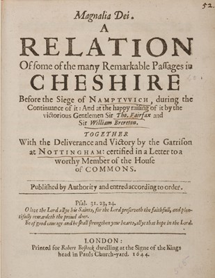 Lot 310 - English Civil War Pamphlets. Magnalia Dei, Robert Bostock, 1644