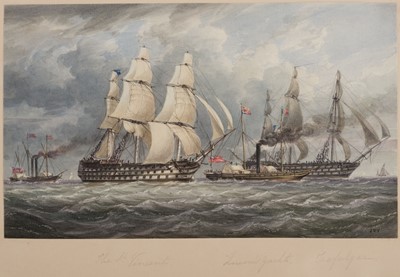 Lot 137 - Joy (William, 1803-1867). The St. Vincent, Queen's Yacht & Trafalgar, and The Albion a Calm