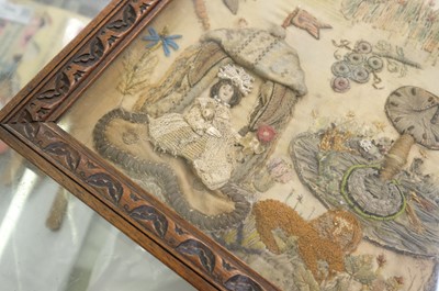 Lot 477 - Embroidered Picture. Stumpwork collage picture of Charles I and Henrietta Maria, 17th century