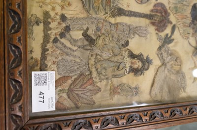 Lot 477 - Embroidered Picture. Stumpwork collage picture of Charles I and Henrietta Maria, 17th century