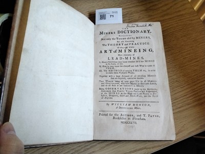 Lot 71 - Hooson (William). The Miners Dictionary, 1747