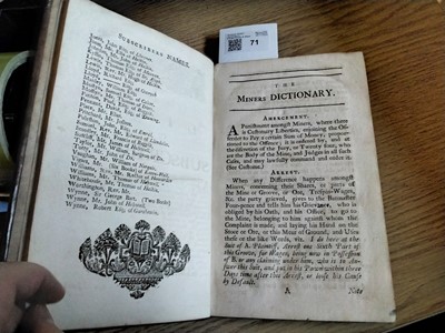 Lot 71 - Hooson (William). The Miners Dictionary, 1747
