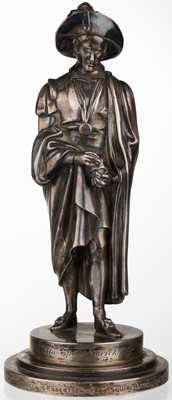 Lot 699 - Hamlet. A Victorian silver maquette modelled as Shakespeare's Hamlet by Mortimer & Hunt, London 1840