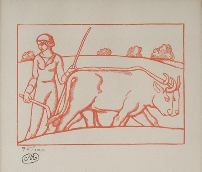 Lot 361 - Maillol (Aristide, 1861-1941). Oxen working the Fields & Pruning Vines, two woodcuts