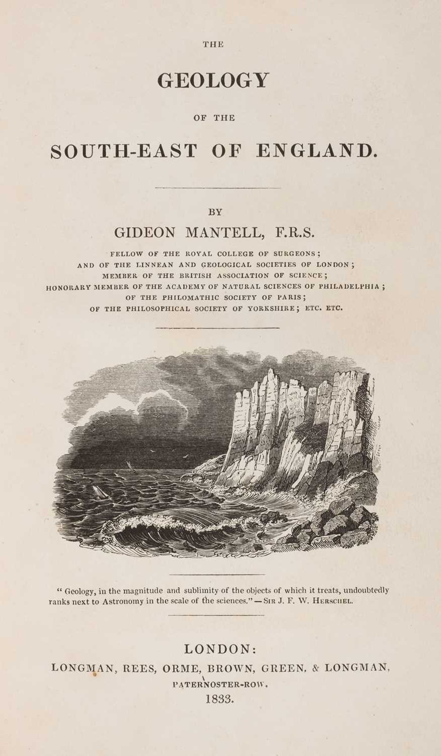 Lot 85 - Mantell (Gideon). The Geology of the South-East of England, 1833