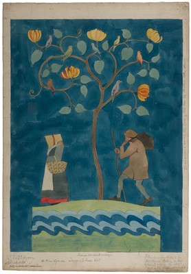 Lot 207 - Voysey (Charles F. Annesley, 1857-1940). Peasants and the Flowering Tree, watercolour