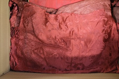 Lot 483 - Fabric. A group of red damask fabric pieces, 18th and 19th century